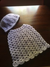 Preschool Child Size Crocheted Poncho and Hat Set