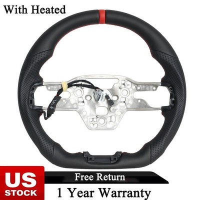 Full Leather Flat Sport Steering Wheel For Ford Mustang S650 GT 24-2025 W/Heated