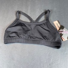 Body Wrappers Girls Cami-Back Bra Size 12-14 Stretchable Black Nylon/Spandex Adj