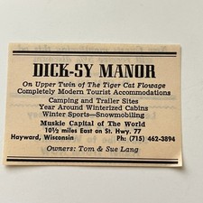 Dick-Sy Manor Tom & Sue Lang Hayward WI 1974 Ad TAK6-S111