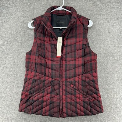 Talbots The Puffer Down Vest Women Size Small Buffalo Plaid Casual NEW