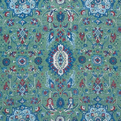 Schumacher Kilim Persian Carpet Rug Fabric- Jahanara Carpet / Jade 1.0 yd 172793