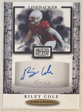 Riley Cole 2021 Sage Premier Black Auto South Alabama Jaguars Football 