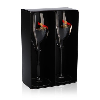 2x G.H. Mumm Glas Champagner Sektglas Gläser 0,17l Flöte Geschenkset