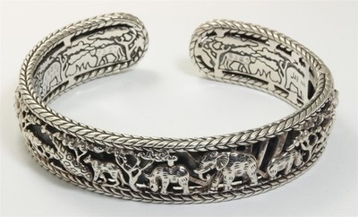 John Hardy JAI Sterlingsilber Safari Tiere Elefant Armreif Armband 7'' 56,6 g