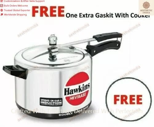 Hawkins Hevibase Pressure Cooker Induction Silver 8 Litres With One Extra Gasket