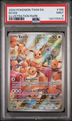 2024 POKEMON TWM EN-TWILIGHT MASQUERADE ILLUSTRATION RARE #188 EEVEE PSA 9
