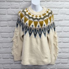 Anthropologie Greylin Fair Isle Sweater Nordic Fringe Southwest Woman  s Sz Small