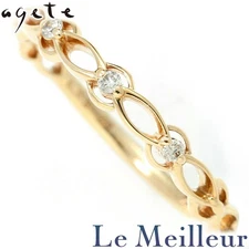 agete pin Ring diamond K10YG US#2-3/4 P0041875