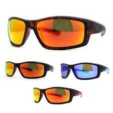 Mens Color Mirror TAC 1.1 Polarized Wrap Soft Arm Sport Plastic Sunglasses
