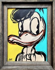 CORBELLIC EXPRESSIONISM 14X11 DONALD DUCK ABSTRACT FRAMED POP ART MODERN HOME