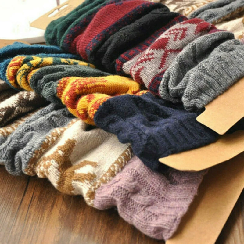 Зимние женские богемные теплые подогреватели для ног кабельные вязаные крючком высокие длинные носки - Изображение 4 из 4