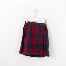 Vintage Y2K Dark Academia Wool Skirt XS Red Scottish Tartan Plaid Mini School