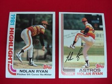 NOLAN RYAN 1982 TOPPS BASEBALL 2 DIFFERENT CARD LOT BASE #90 HIGHLIGHT #5 ASTROS