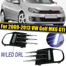 Left & Right Fog Light Cover W/LED DRL For 2009-2013 Volkswagen VW Golf MK6 GTI