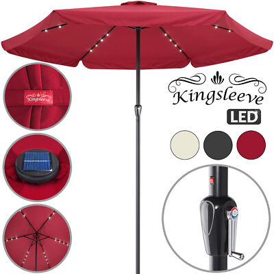Sonnenschirm Marktschirm Gartenschirm LED Beleuchtung Solar 330cm KINGSLEEVE  