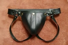 Men's Leather Cod Piece Thong Jockstrap Fetish Underwear with Codpiece