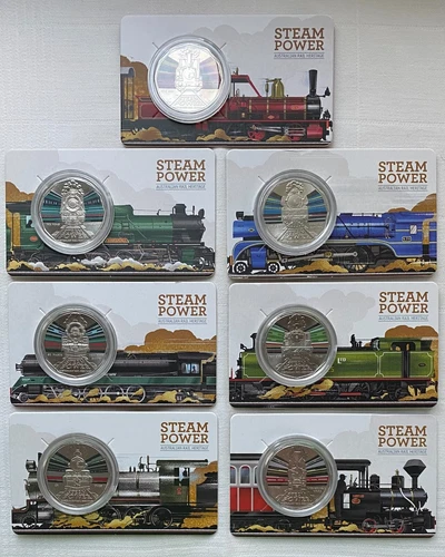AUSTRALIA / AUSTRALIA_7 x 50 Cents 2022 - Steam Power_in coin cards