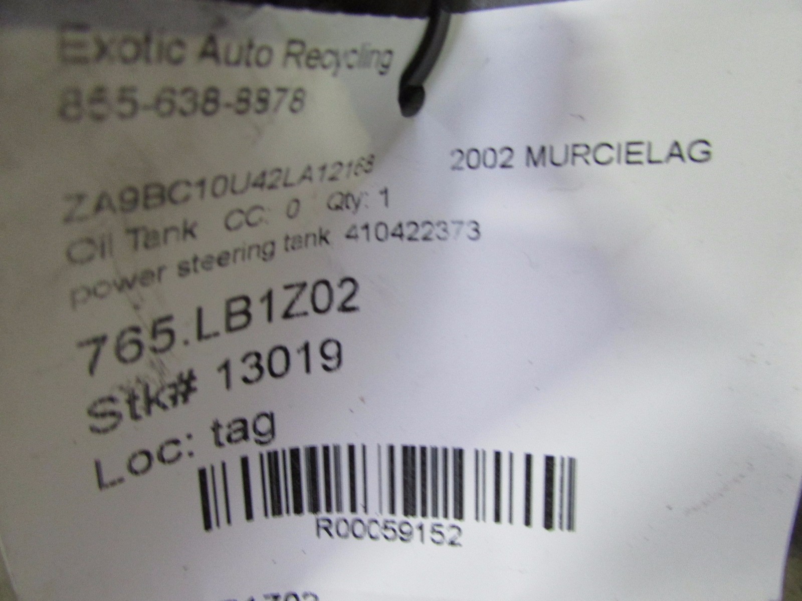 Lamborghini Murcielago Coupe, Roadster, Power Steering Tank, Used, P/N 410422373
