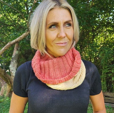 Handmade Yellow Salmon Rib Spiral Knit Gaiter Neck Buff Wrap Warmer Tube Bandana