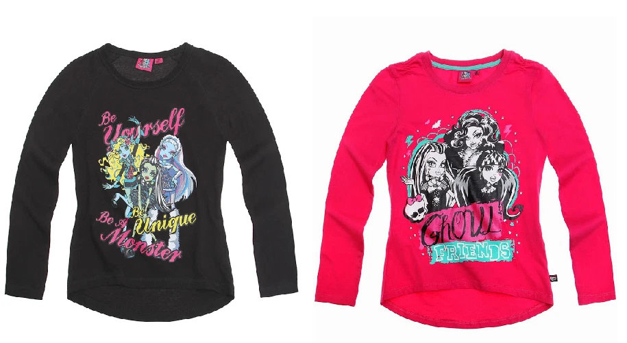 Monster High LA Shirt Langarmshirt Shirt pink schwarz - Bild 1 von 1