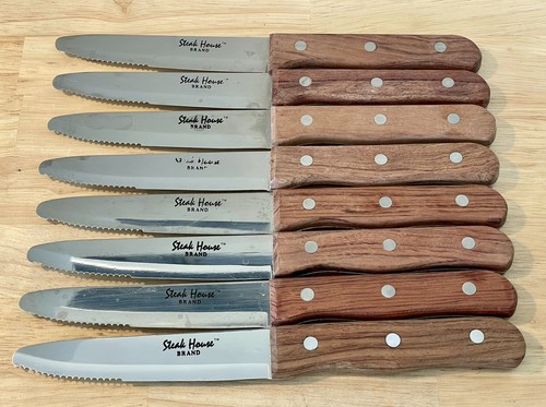 STEAKMESSER 8er Set - Profi STEAK HOUSE MARKE Holzgriff 9,75" USA