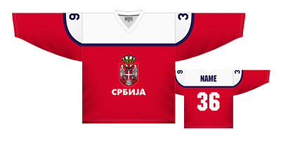 Team Serbia Red Ice Hockey Jersey Custom Name and Number
