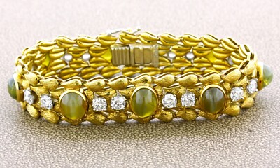 Women's Julius Cohen Cats Eye Chrysoberyl Diamond Gold Bracelet