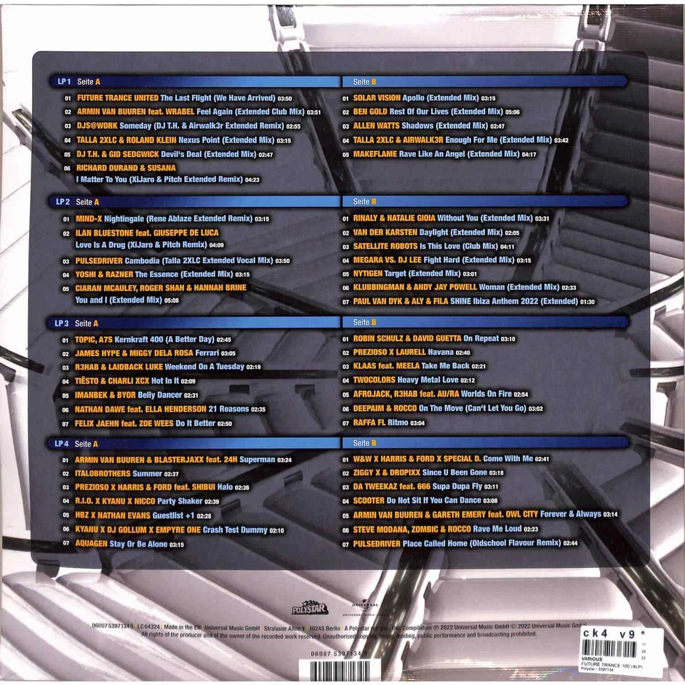 Various / FUTURE TRANCE 100 (4LP) / Polystar / 5397134 / 4LP - Bild 2 von 2