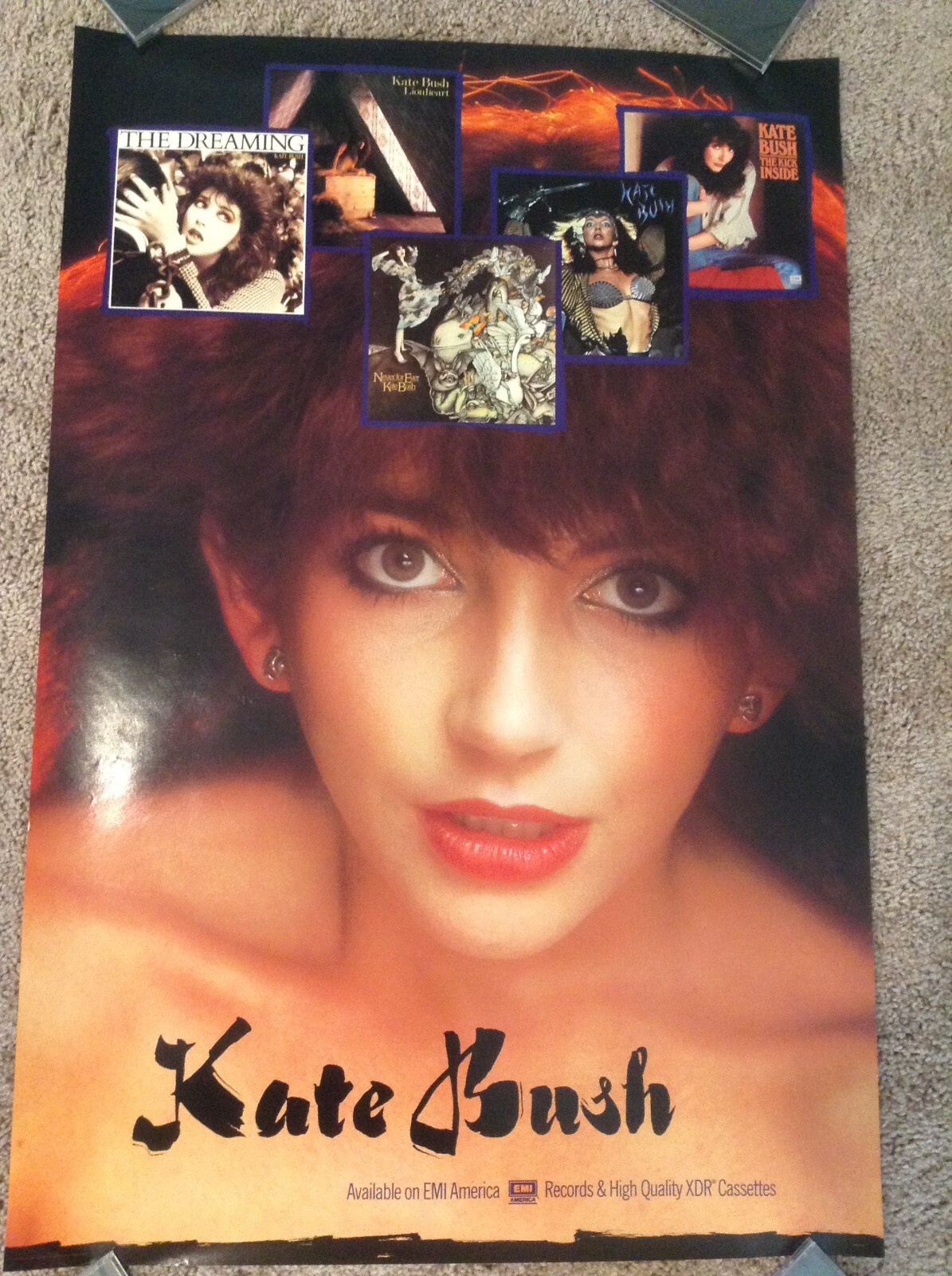 Kate Bush Big 24" x 36" Rare Record Store Promo Poster Face Close-Up EMI America