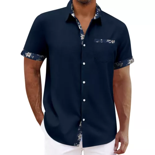 Camisa hawaiana para hombre vintage con botones camisas de boliche manga corta tops - Imagen 23 de 51