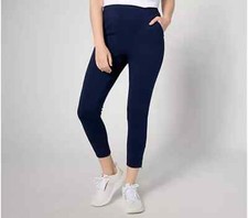 Denim  Co. Active Regular Duo Stretch Crop Leg Pant with Zipper Navy M A640904