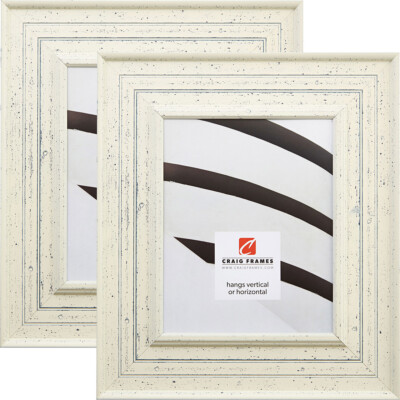 Craig Frames Traditional, 3'' Weathered Off-White Solid Wood Picture Frame 2-Pack