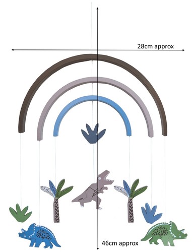 HANGING MOBILE Traditional Air Breeze Movement DINOSAUR Wood Baby Decoration - Picture 8 of 11
