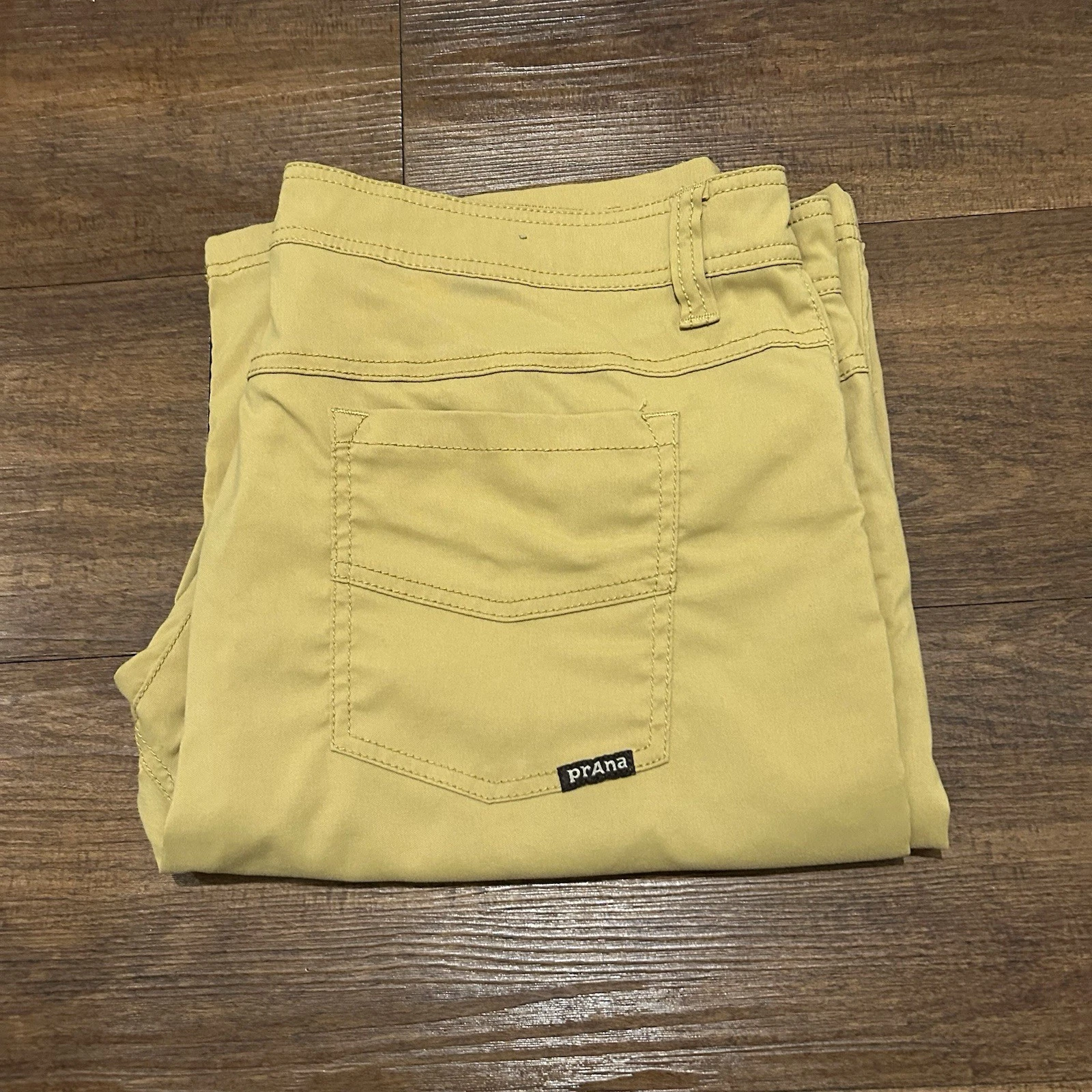 prAna Hiking Pants Stretch Beige Yellow Brion Size Men’s 38x32 Slim Fit