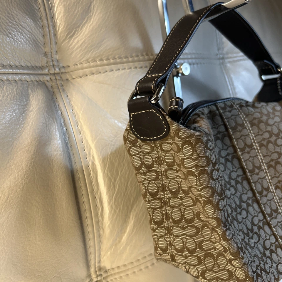 Vintage Coach Bag Mini Signature CC Jacquard Shoulder Brown Small Pouch VGC! - Image 4 of 4