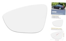 Left Driver Side LH Mirror Glass W/Adhesive for Volkswagen CC 2009-2017, Eos