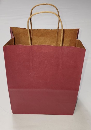 Bolsas de Compras Uline 28 Unidades Kraft Color Tintado 8 x 4 1/2 x 10 1/4" Cub Borgoña - Imagen 4 de 8