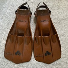 Vintage AMF Swimaster Mark X Scuba Diving Fins Flippers Brown Adjustable USA