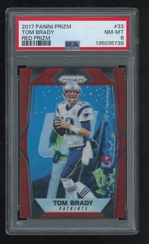 2017 Panini Prizm Tom Brady Retail Red Prizm SP PSA 8 #33