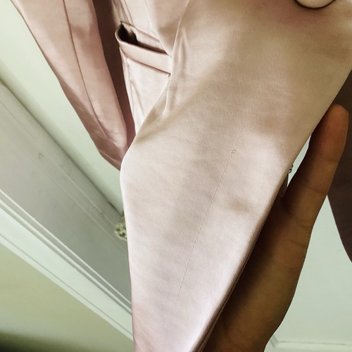 Blazer rosa rubor satinado A New Day para mujer talla S oficina carrera balletcore Barbie - Imagen 9 de 15