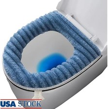 Toilet Seat Cushion Waterproof Plush Zipper Easy Clean Flexible Installation New