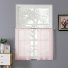 Sheer Tier Curtain Linen Textured Half Kitchen Curtains Sheer Light Filtering Ro