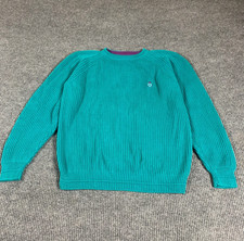 VTG Chaps Ralph Lauren Sweater Mens XL Green Crest Ribbed Heavyweight Chunky 90s
