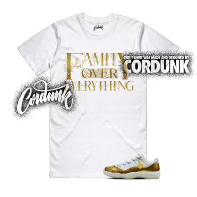 11 Metallic Gold Low White Team Dunk Vapormax Air Force T Shirt Match FAM