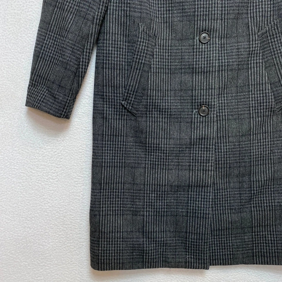 Gabardina Abercrombie Fitch mezcla de lana para mujer talla pequeña gris carbón a cuadros Foto 4 de 4