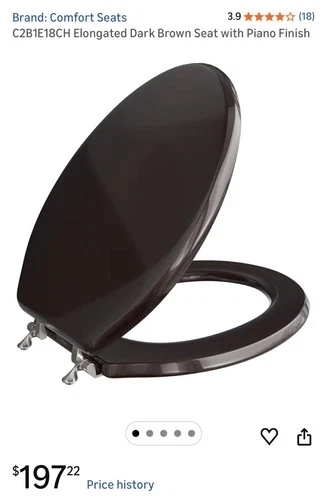Jones Stephens C2B1E18CH  DARK BROWN W/PIANO FINISH Toilet Seat Solid Oak  - Picture 3 of 3