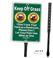 Keep Off Grass Sign with 17.7" Stake for Lawn, 10  x 7  Stay Off Grass A-1 Pack