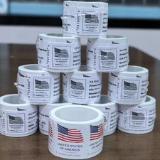 2025 (10) ROLLS POSTAGE (100)US FOREVER STAMPS Flags USPS**FREE SHIPPING**@2025