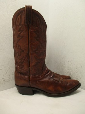 Vintage Dan Post Brown Leather Cowboy Boots Mens Size 10.5 B Narrow Sty 16782
